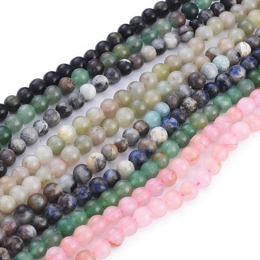 Natural Stone – Mixed Colors, Round (6mm, 10 Strands) - Uniq Perler - 112459