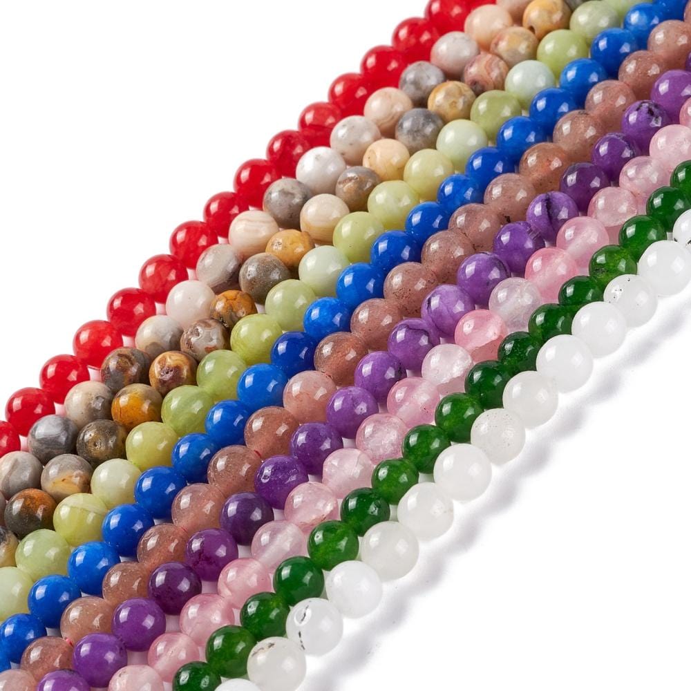 Natural Stone – Mixed Colors, Round (6mm, 10 Strands) - Uniq Perler - 112459