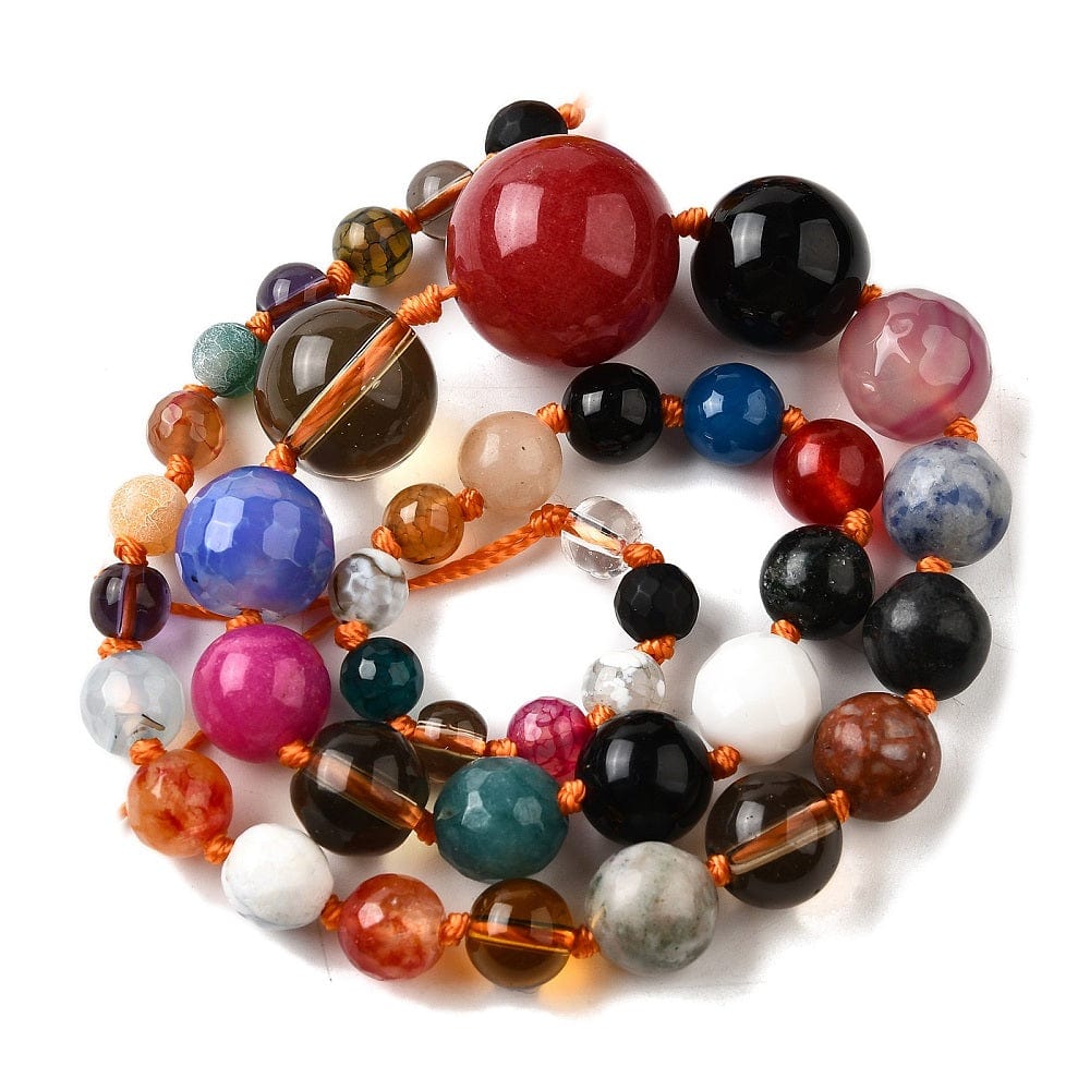 Natursten og glasperler, Mix Størrelser Og Farver, (6 - 18mm) - Uniq Perler - 114930