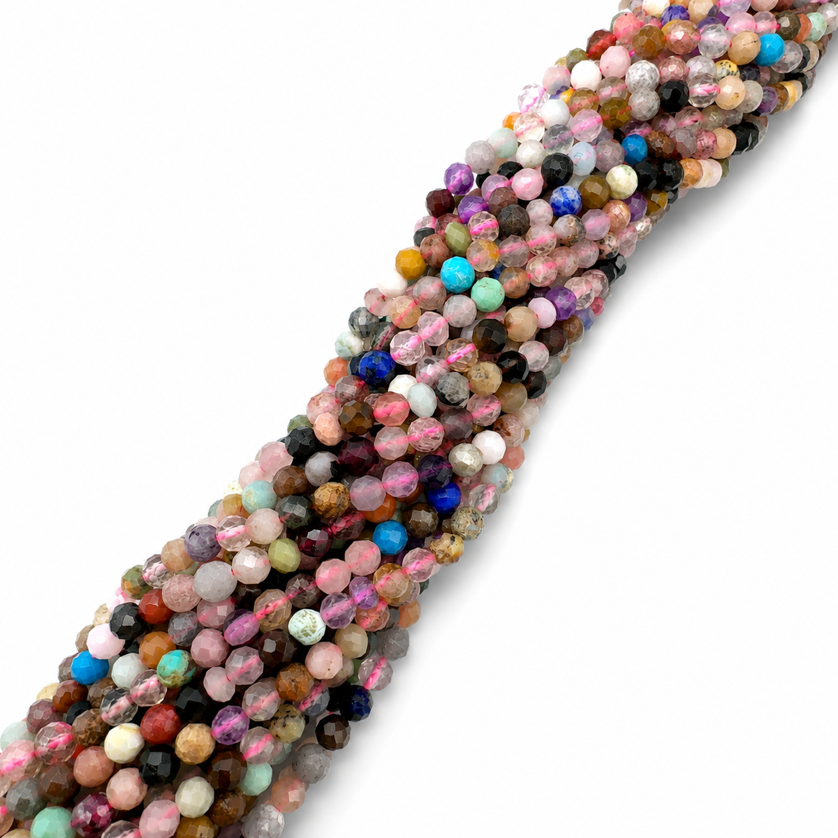 Naturstens Mix – Farve Mix, Facetteret (4mm) - Uniq Perler - 115439