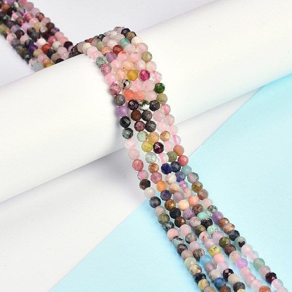 Naturstens Mix Perler – Facetterede (Farve Mix, 2mm) - Uniq Perler - 262358