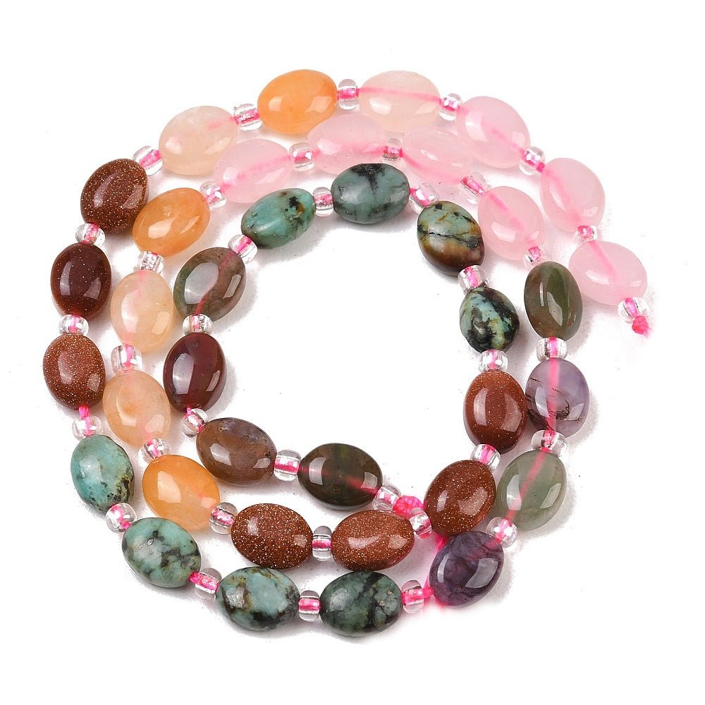 Naturstens Mix Perler – Flade Ovale (8~8,5x6~6,4x3,8~4mm) - Uniq Perler - 125916