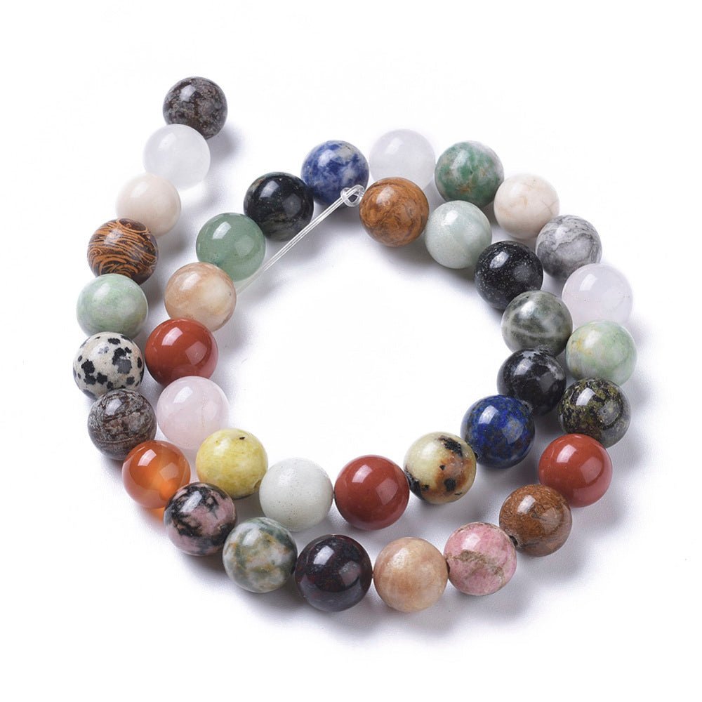Naturstens Mix Perler – Runde (10mm) - Uniq Perler - 126002