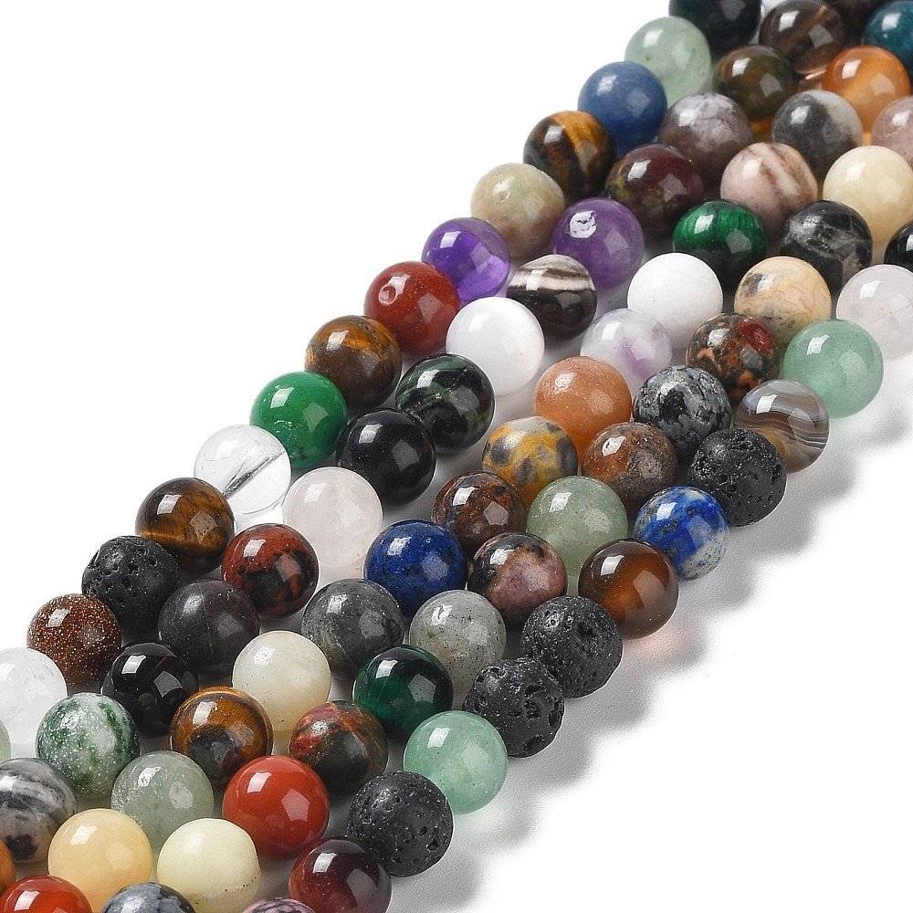 Naturstens Mix Perler – Runde (4mm) - Uniq Perler - 126109