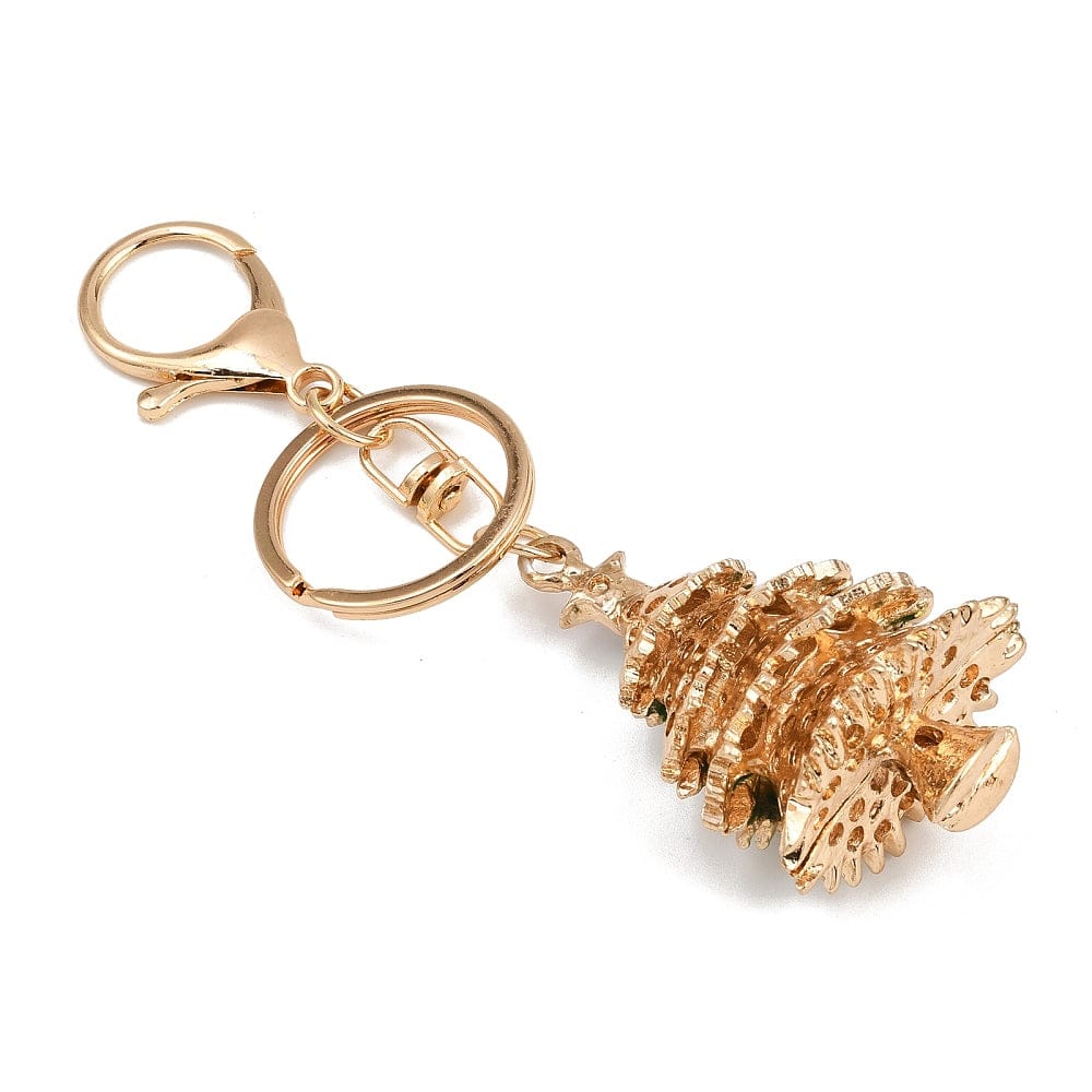 Nøglering Med Juletræsvedhæng - Forgyldt (12cm) - Uniq Perler - 116117