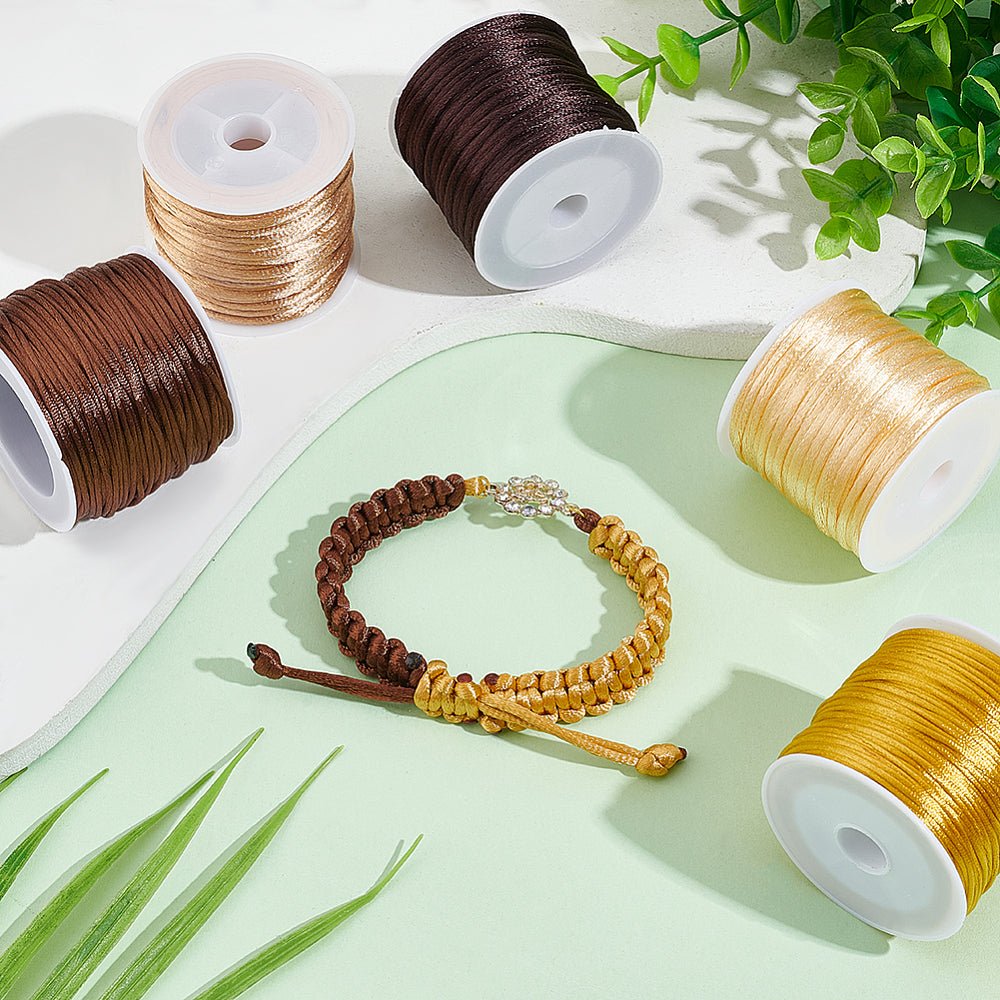 Nylonsnor Sett – Satin Rattail, Fargemiks (1mm og 2mm) 12 ruller