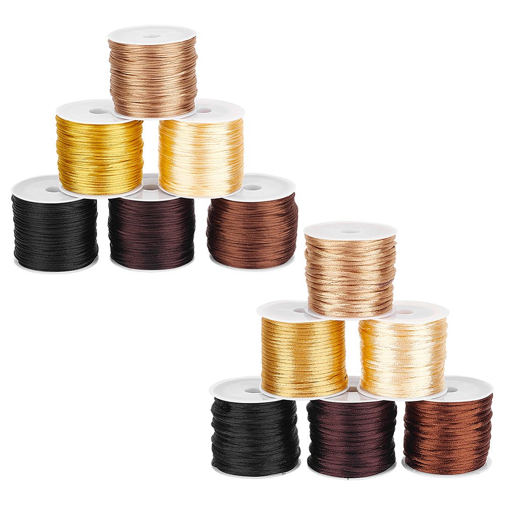 Nylonsnor Sett – Satin Rattail, Fargemiks (1mm og 2mm) 12 ruller