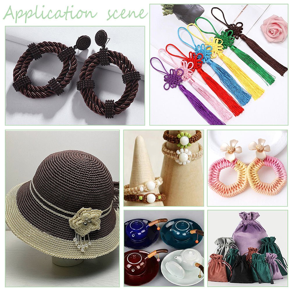 Nylonsnor Sett – Satin Rattail, Fargemiks (1mm og 2mm) 12 ruller