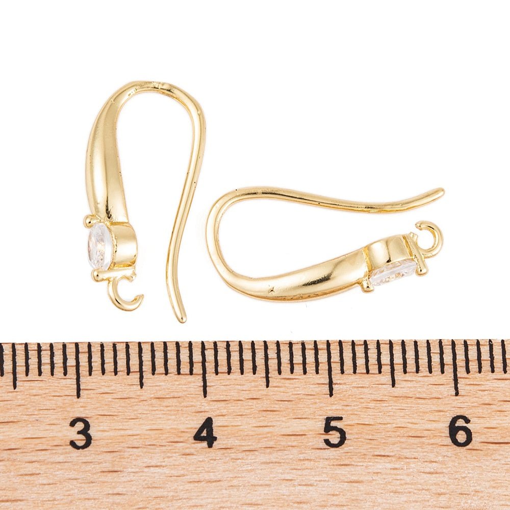 Ørekroge Med Zirkonia – 18K Langtidsholdbar Forgyldt Messing (19x4mm) - Uniq Perler - 123920