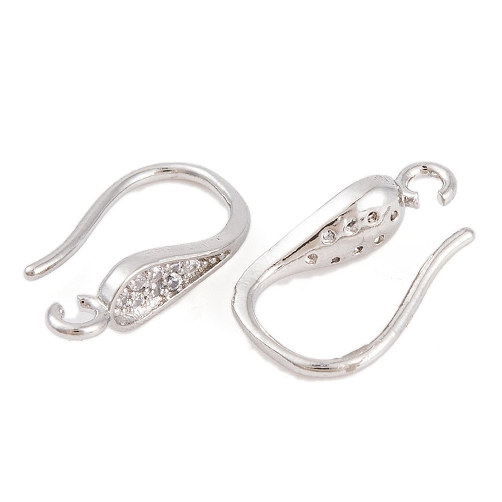 Ørekroge Med Zirkonia – Langtidsholdbar Platinbelagt Messing (15x4mm) - Uniq Perler - 123917