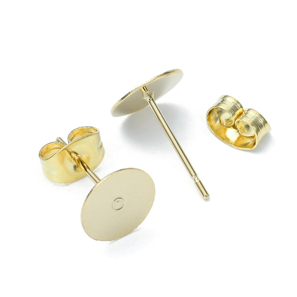 Ørestikkere Med Flad Base – 18K Forgyldt Stål (8x0.3mm) 40 dele - Uniq Perler - 119114
