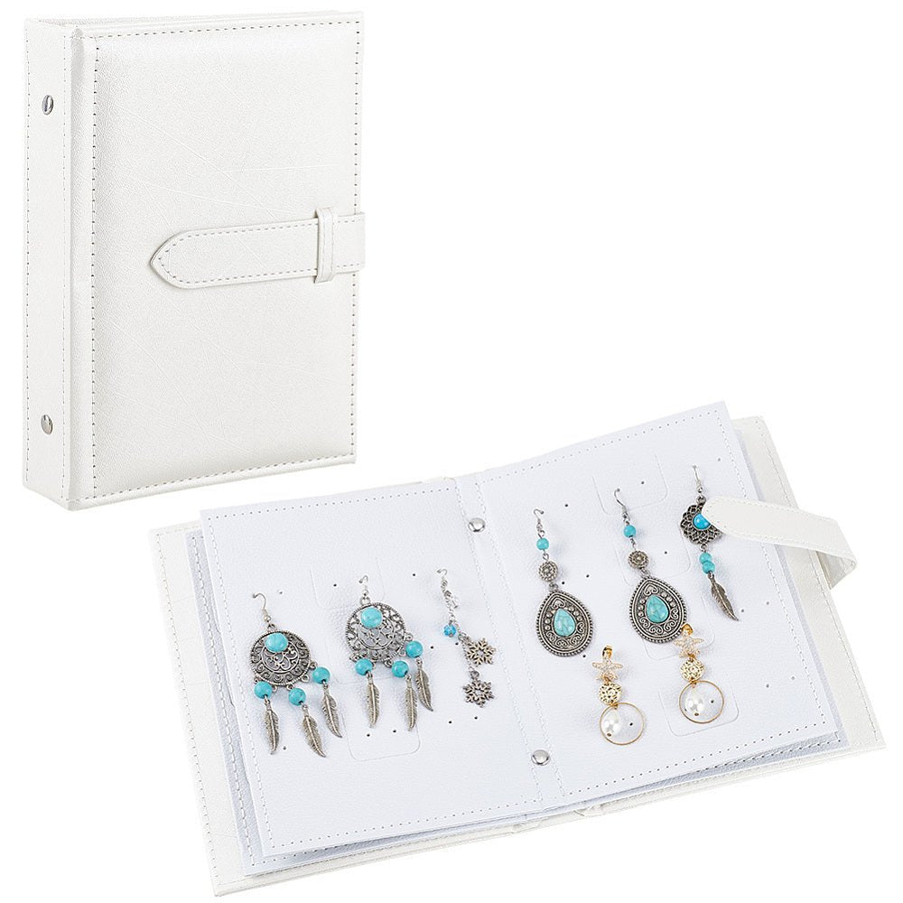 Opbevarings "Bog" Til Øreringe (14x18x4cm) - Hvid - Uniq Perler -