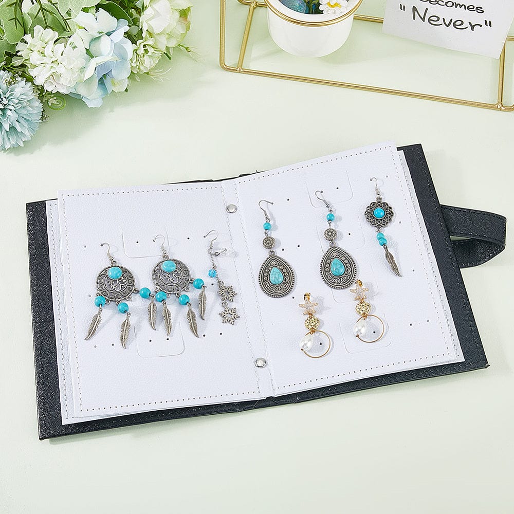 Opbevarings "Bog" Til Øreringe (14x18x4cm) - Sort - Uniq Perler - 116095