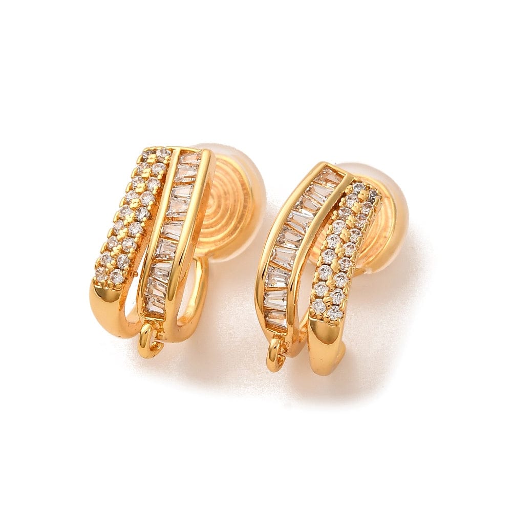 Øreklips Med Øje Og Zirkonia – 18K Langtidsholdbar Forgyldt (18,5x9x10,5mm) - Uniq Perler - 115267