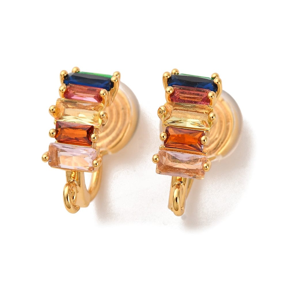 Øreklips Med Øje Og Zirkonia – 18K Langtidsholdbar Forgyldt (20x9x14,5mm) - Uniq Perler - 115268