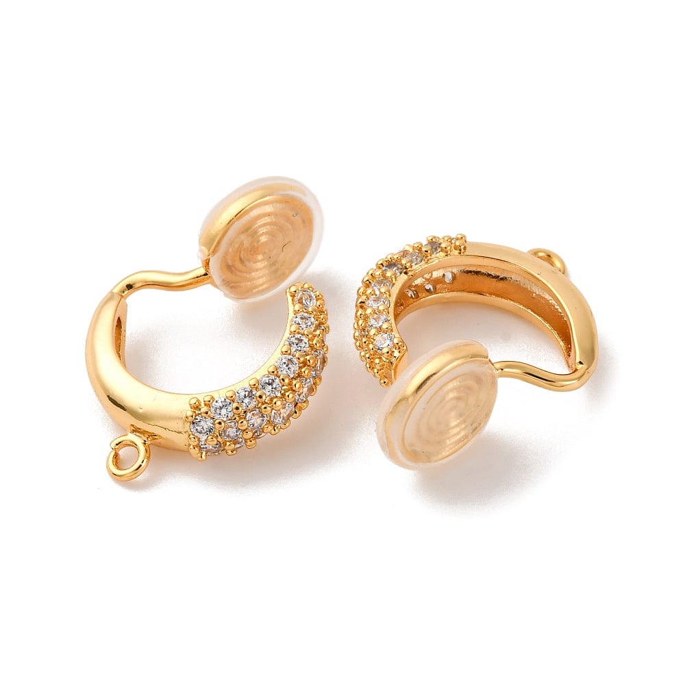 Øreklips Med Øje Og Zirkonia – 18K Langtidsholdbar Forgyldt (22,5x9x16mm) - Uniq Perler - 115269