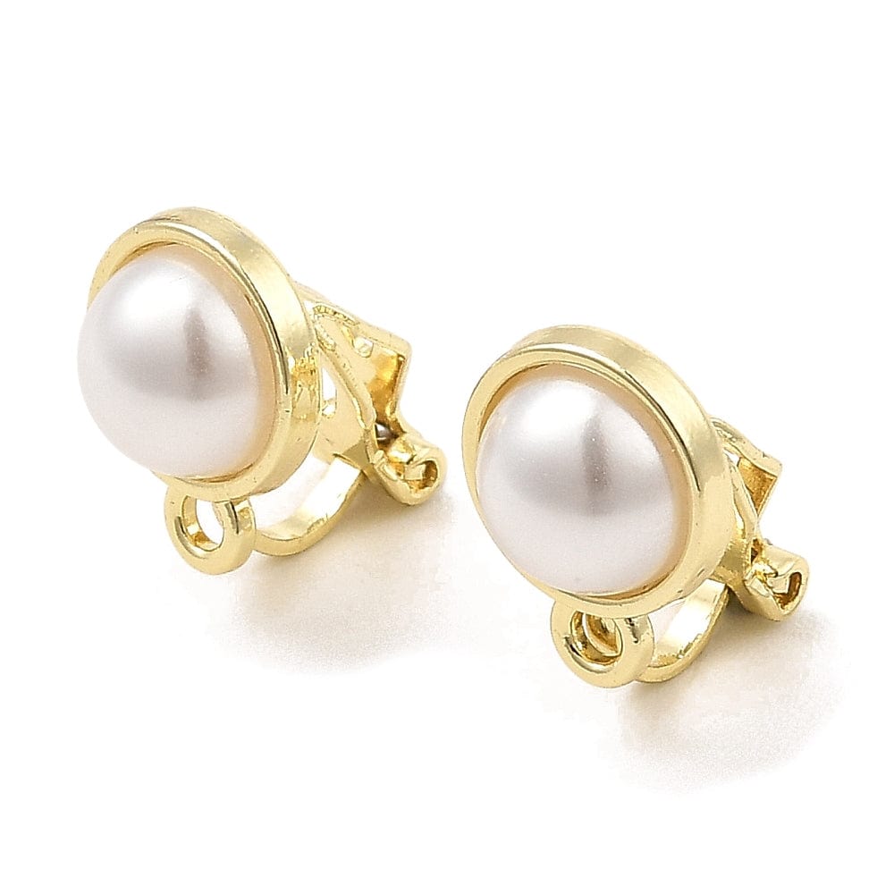 Øreklips Med Perle – Forgyldt (13,5x10mm) - Uniq Perler - 112492