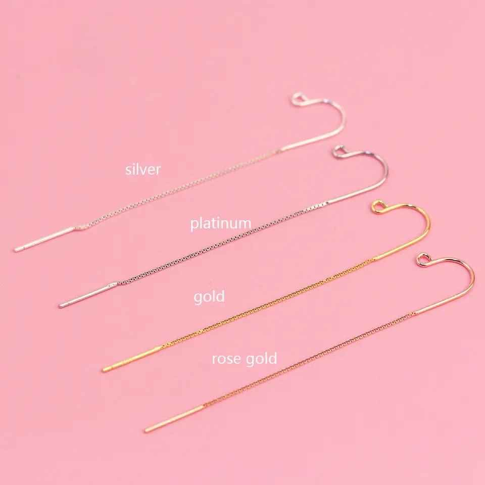 Ørekroge med Kæde - Forgyldt Sterling Sølv 925 (65mm) - Uniq Perler - 173501