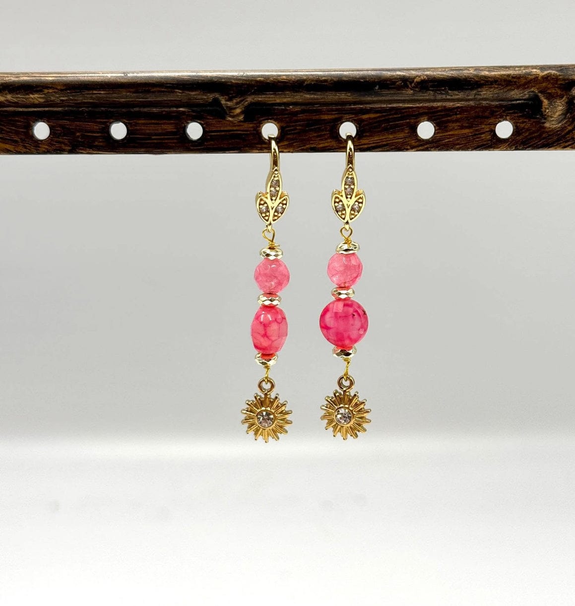 Ørekroge Med Klar Zirkonia Sten, 24K Forgyldt, (16,5mm) - Uniq Perler - 1111490226