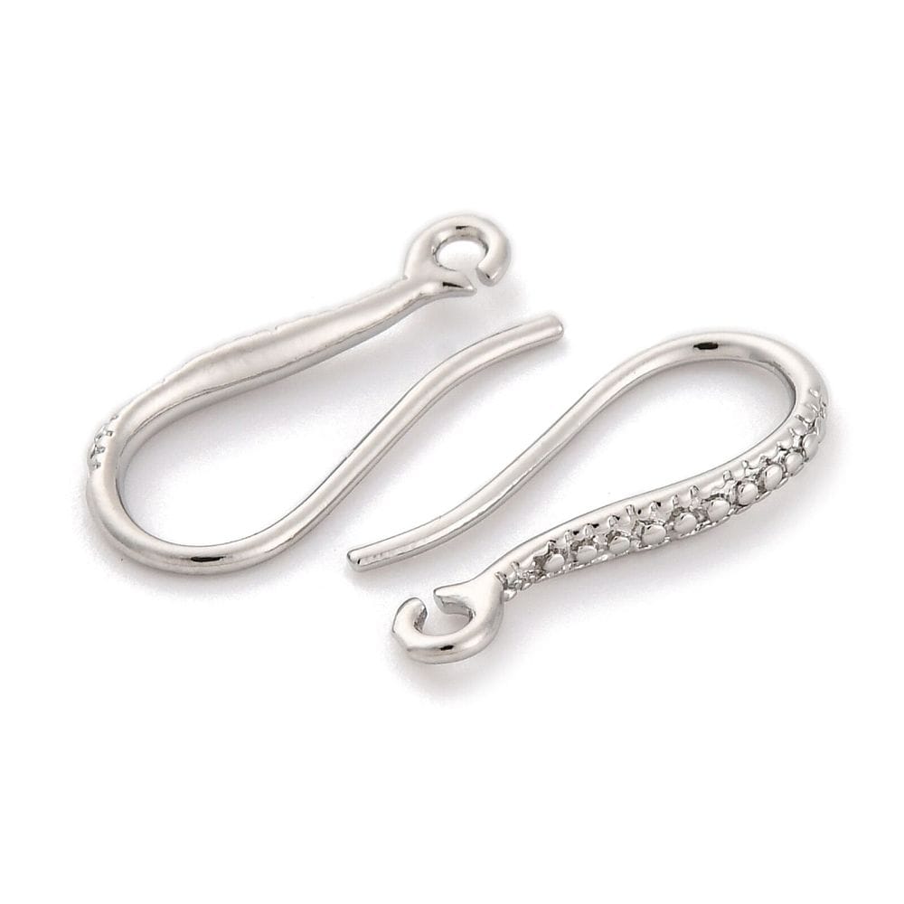 Ørekroge Med Øje, Langtidsholdbar Platinfarvet, (16,5x2mm) - Uniq Perler - 114911