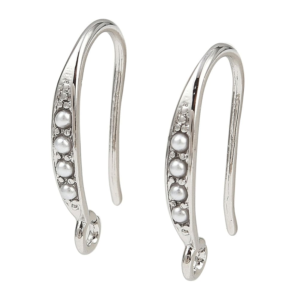 Ørekroge Med Perler – Langtidsholdbar Platin Farvet (17x10mm) - Uniq Perler - 115275