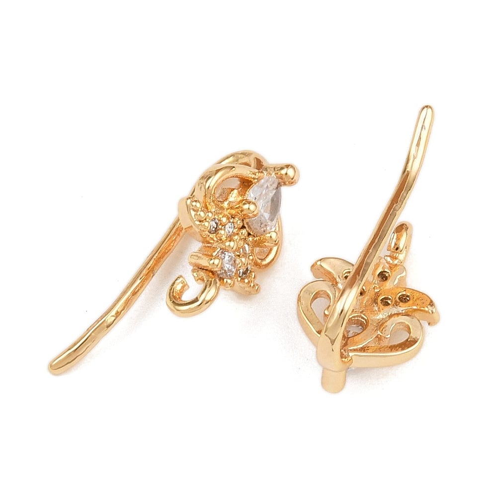 Ørekroge Med Zirkonia – 18K Langtidsholdbar Forgyldt (17x8mm) - Uniq Perler - 116125