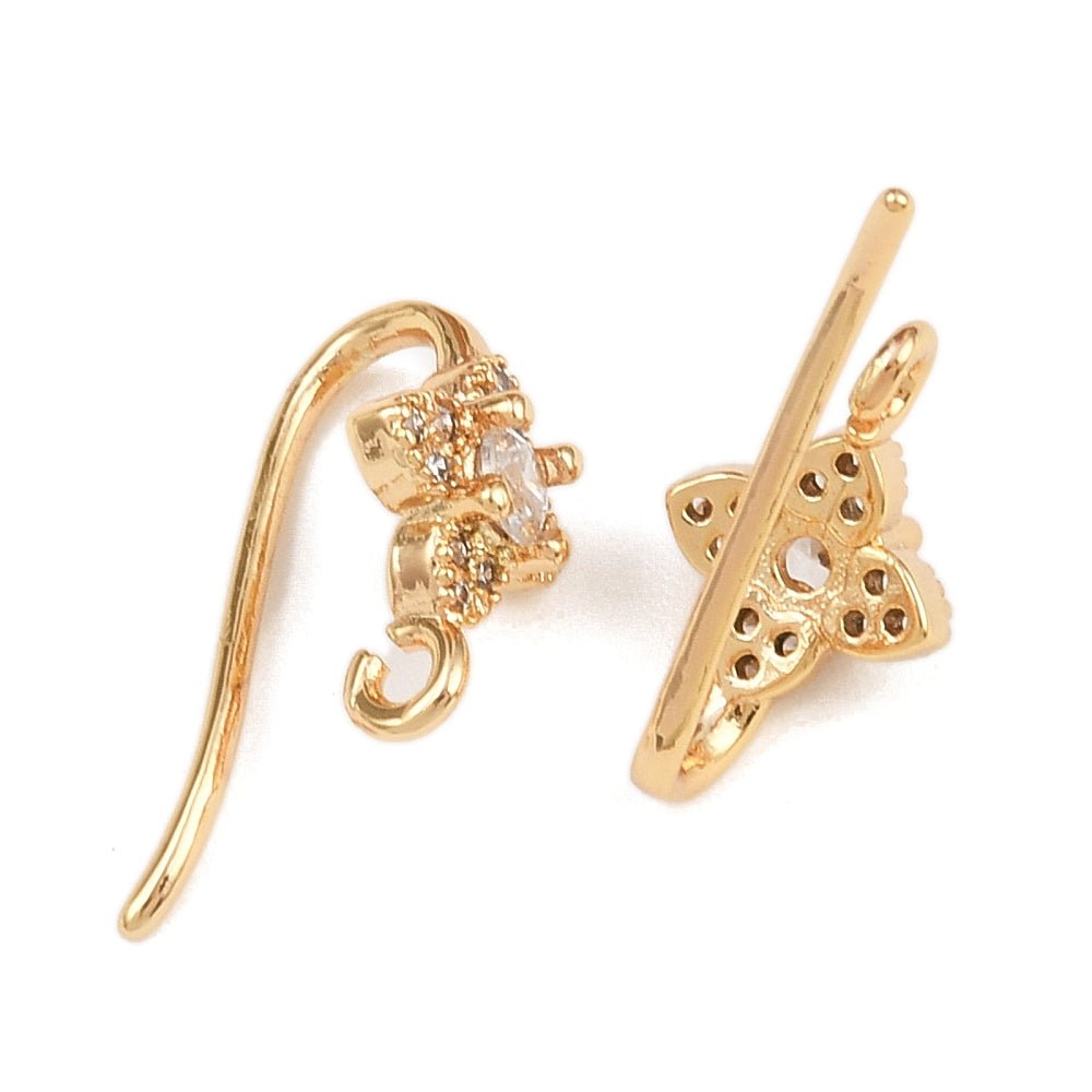 Ohrhaken Mit Zirkonia-Blume – 18K langlebig Vergoldet (16x8mm) - Uniq Perler - 117328