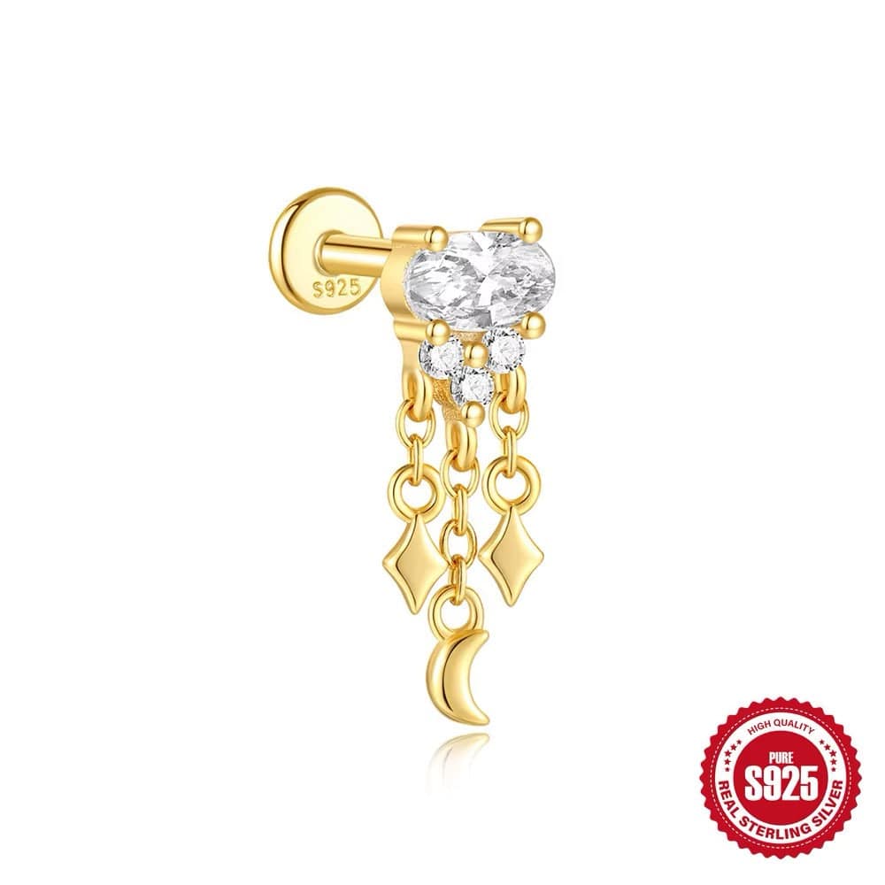 Ørestik Med Klar Zirkonia – 925 Forgyldt Sterling Sølv (7 - 9mm) - Uniq Perler - 645677