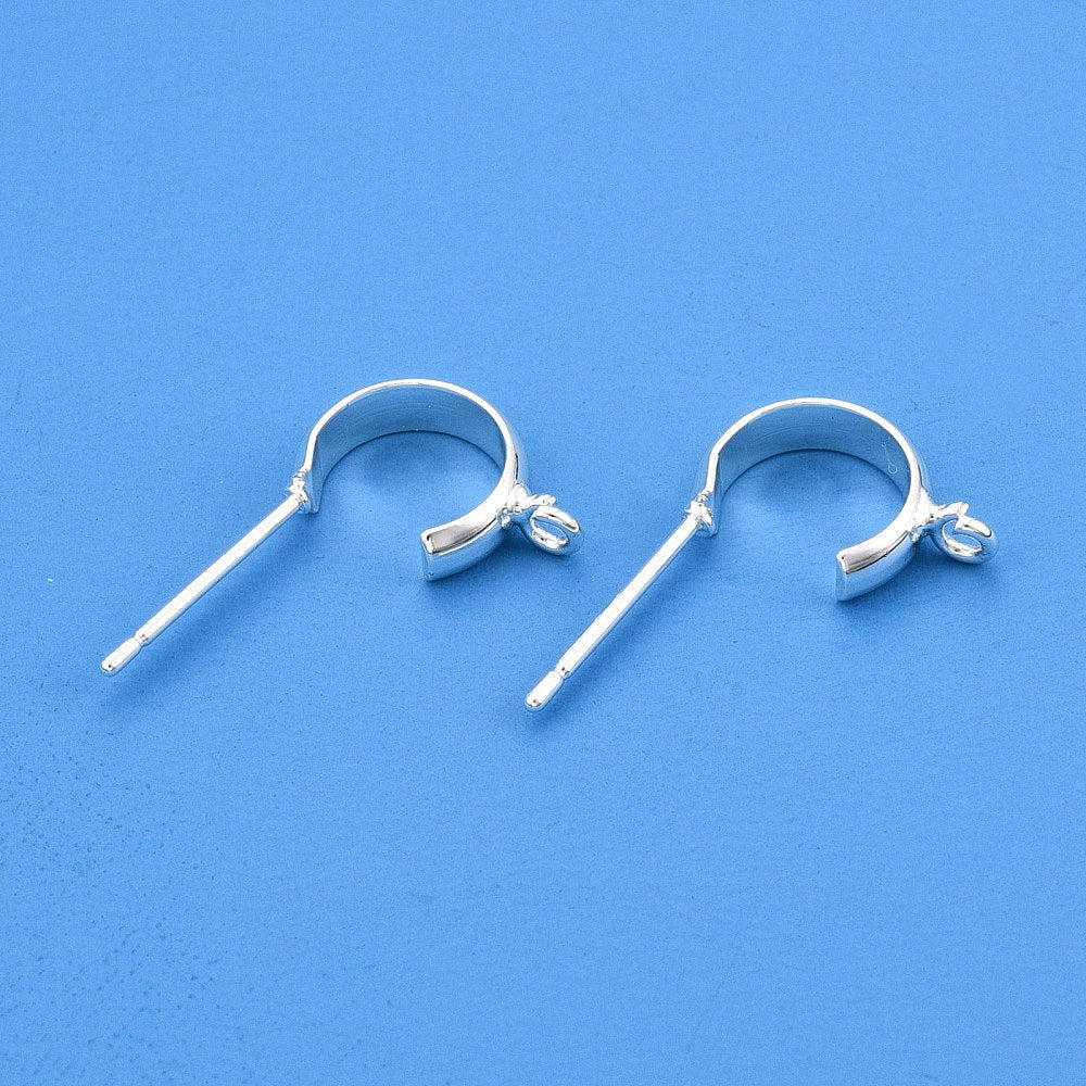 Ohrstecker/Creole - Messing, 925 Versilbert (13mm) - Uniq Perler - 116951