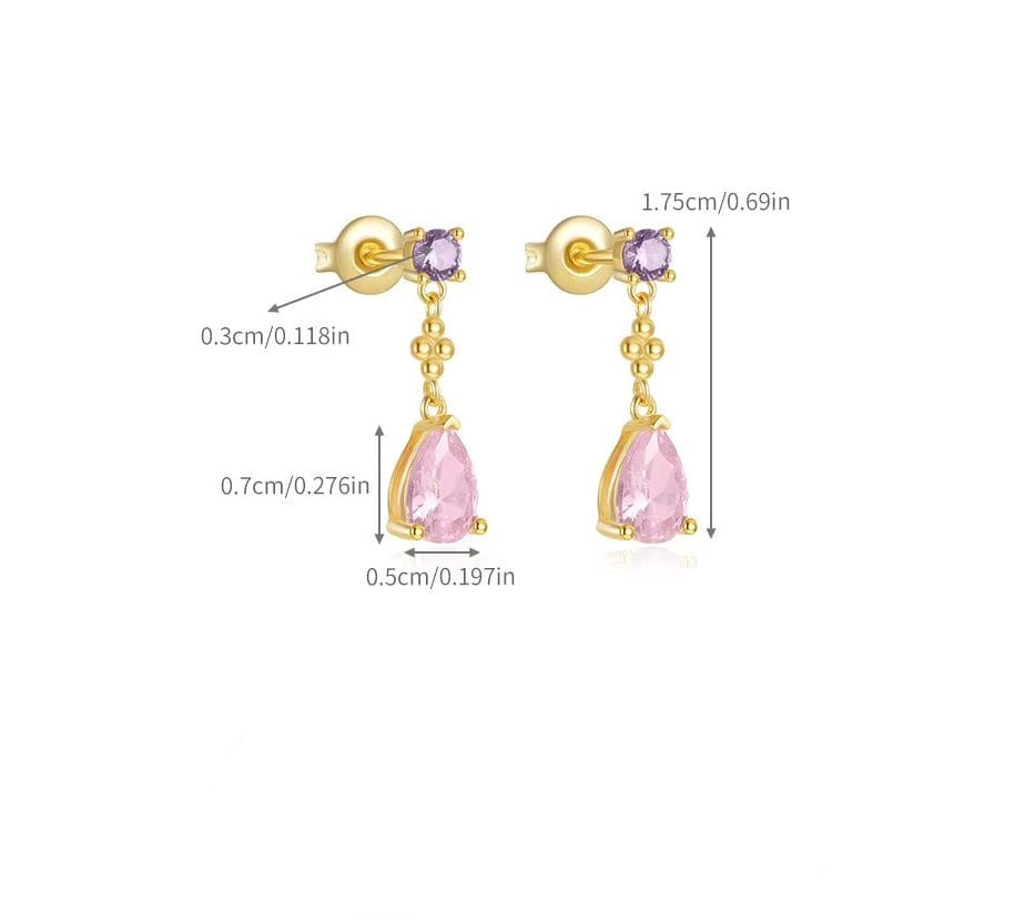 Ørestikker i 925 Sterling Sølv Med Rosa/Lilla Zirkonia Sten - Uniq Perler - 567889