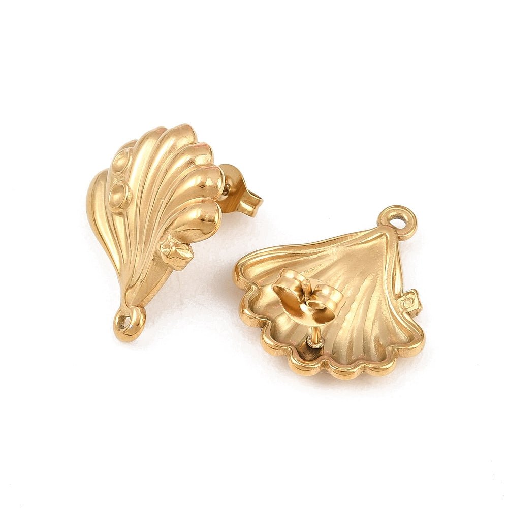 Ørestikker Musling Med Øje –18K vandfast Stål (20mm) - Uniq Perler - 117796