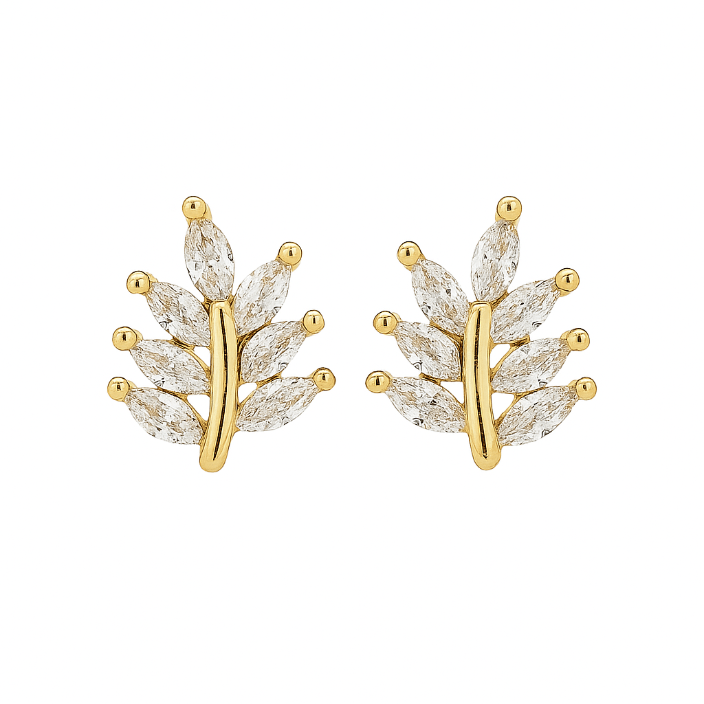 Ørestikkere, Livets Træ med klare zirkonia sten, (12x10 mm) - Uniq Perler - 115133