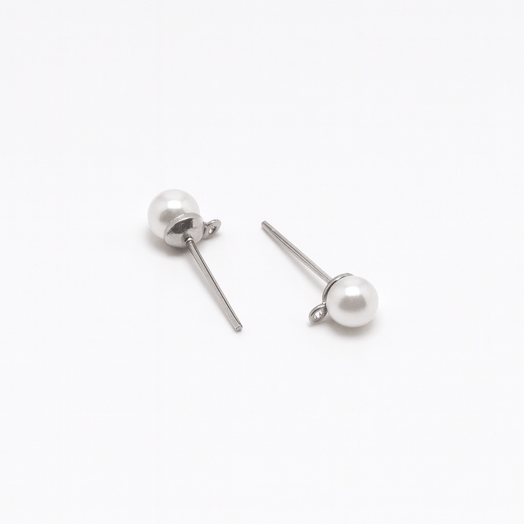 Ørestikkere Med Akryl Perle - Platin Farvet (17x6,5mm) - Uniq Perler - 115815