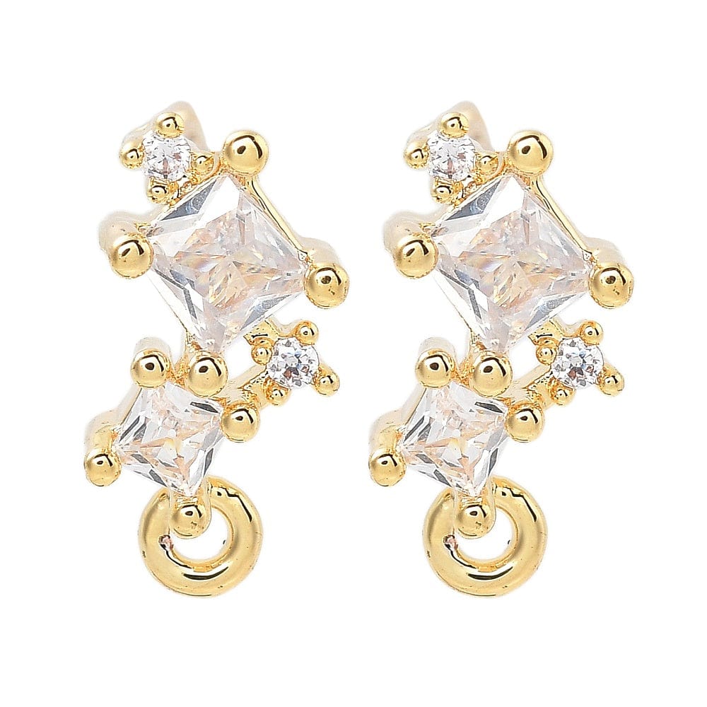 Ørestikkere Med Klare Zirkonia Sten, 18K Forgyldt, (6,5x10,5mm) - Uniq Perler - 027845