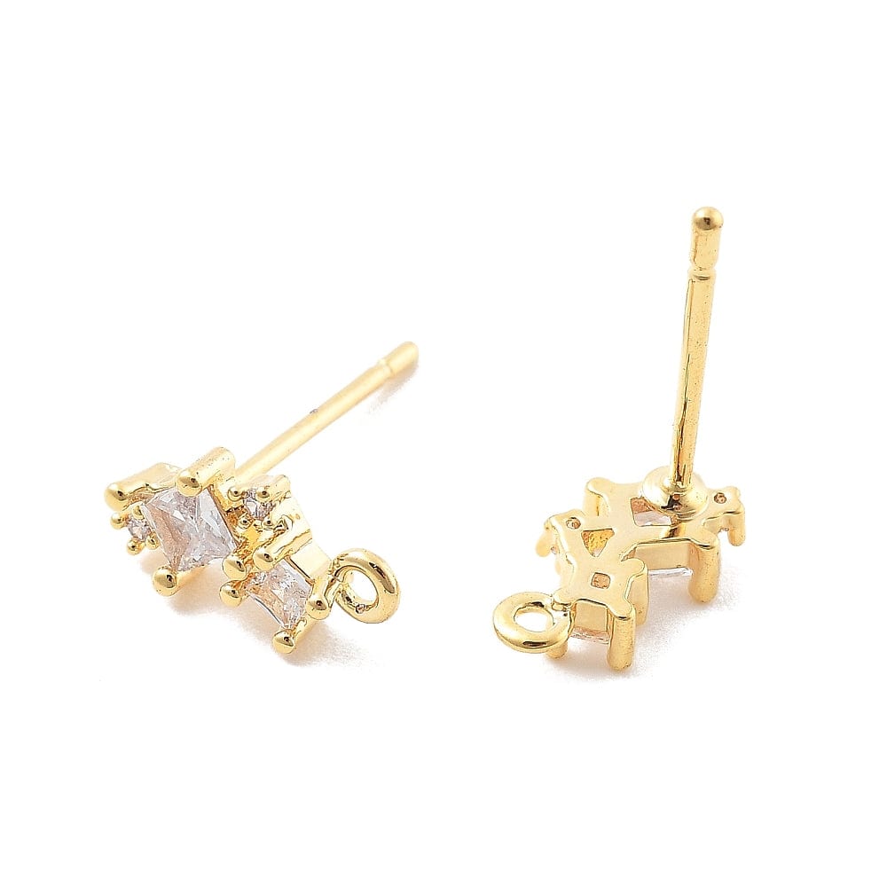 Ørestikkere Med Klare Zirkonia Sten, 18K Forgyldt, (6,5x10,5mm) - Uniq Perler - 027845