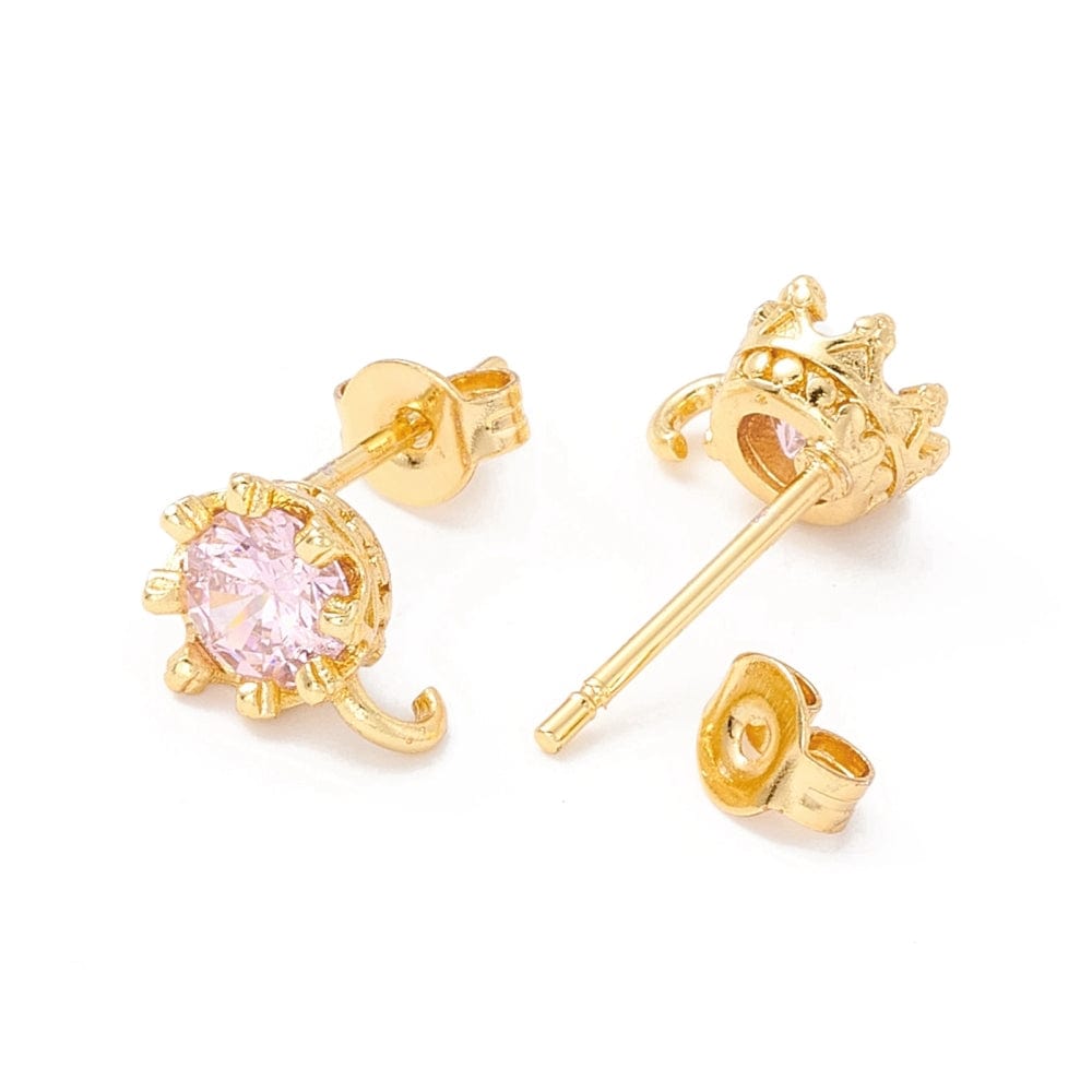 Ørestikkere Med Pink Zirkonia Sten - 18K Forgyldt (9x7mm) - Uniq Perler - 115720