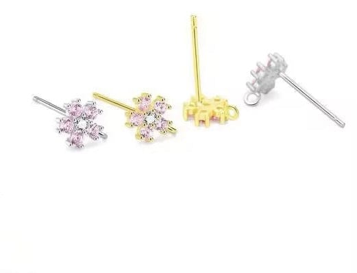 Ørestikkere Med rosa Zirkonia Sten, Sterling Sølv 925, 6,5mm - Uniq Perler - 112493