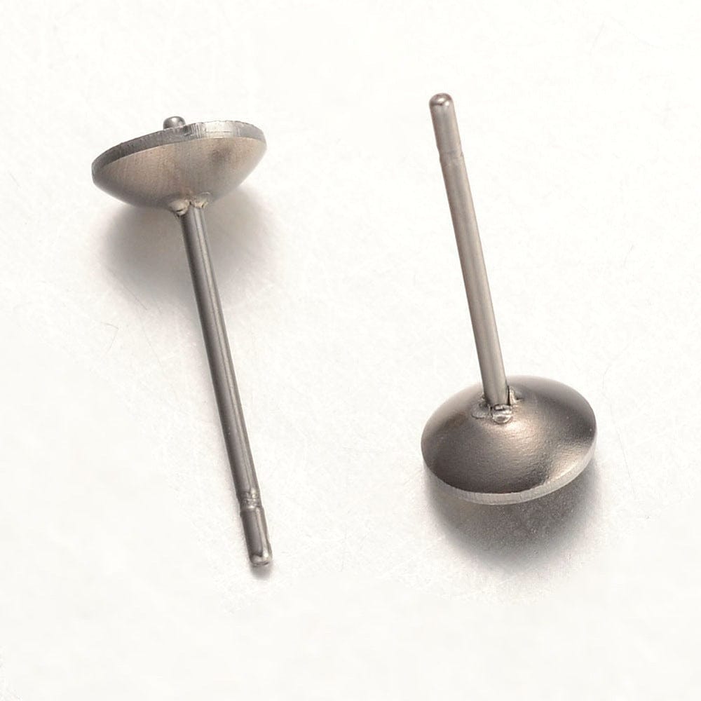 Ørestikkere Til Top/Anboret Perler, Stål, 4,5 mm, 10 par - Uniq Perler - 113446