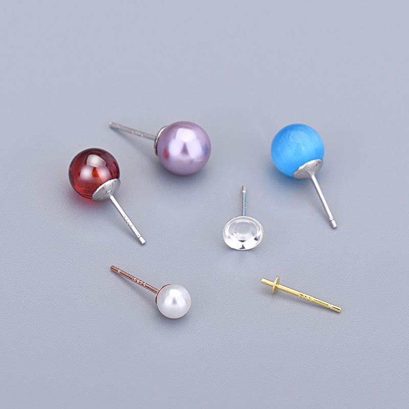 Ørestikkere Til Topboret/Anboret Perler, Forgyldt Sterling Sølv 925, (5mm) - Uniq Perler - 006244