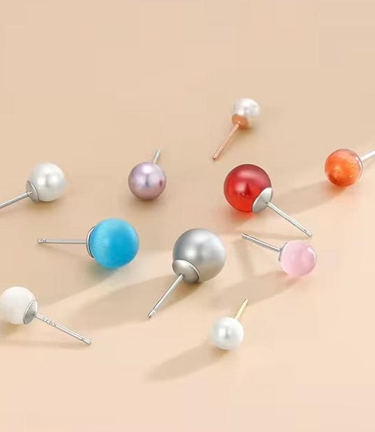 Ørestikkere Til Topboret/Anboret Perler, Sterling Sølv 925, (5mm) - Uniq Perler - 006200