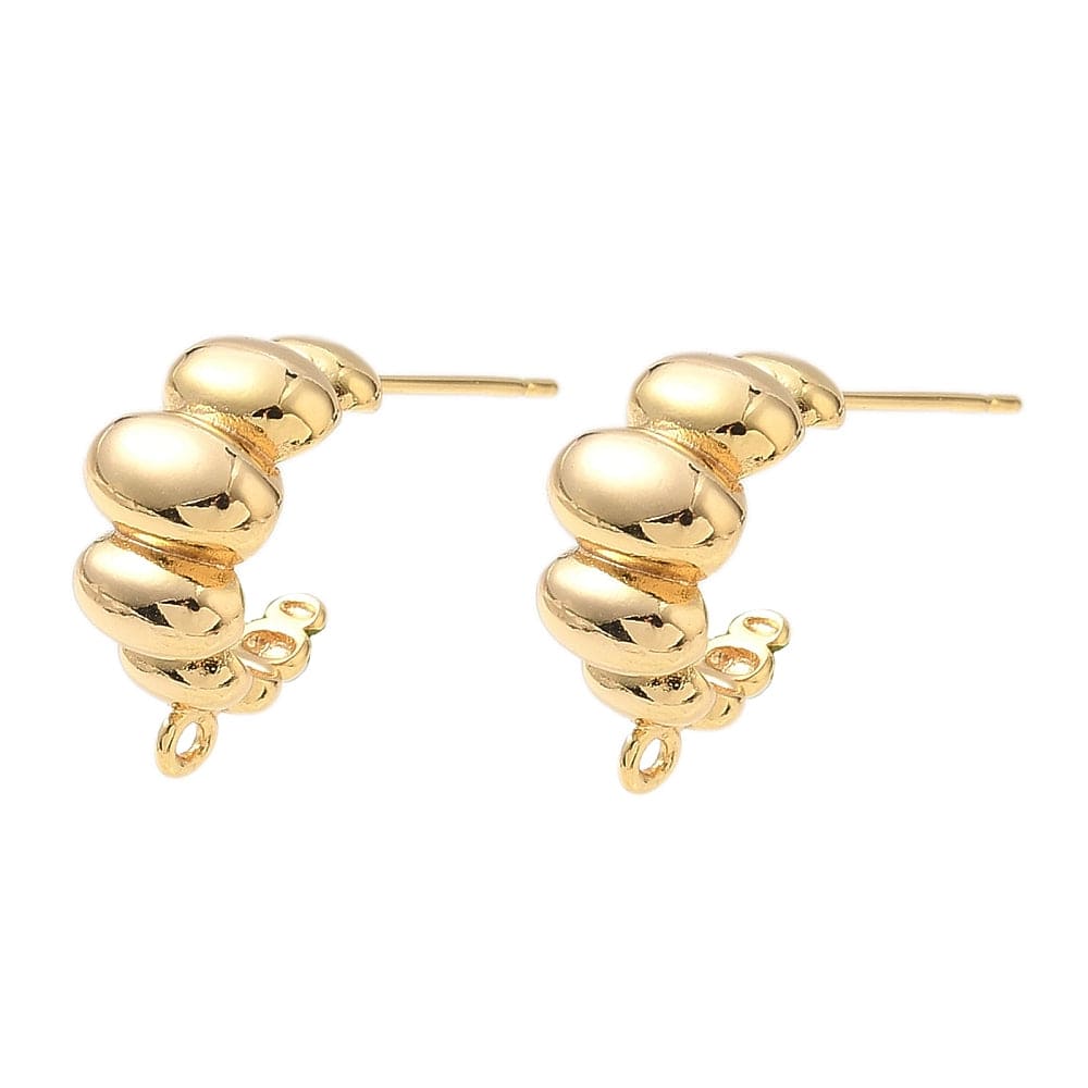 Ørestikkere/Creol– C - Form, Forgyldt Messing (15,5mm) - Uniq Perler - 115699