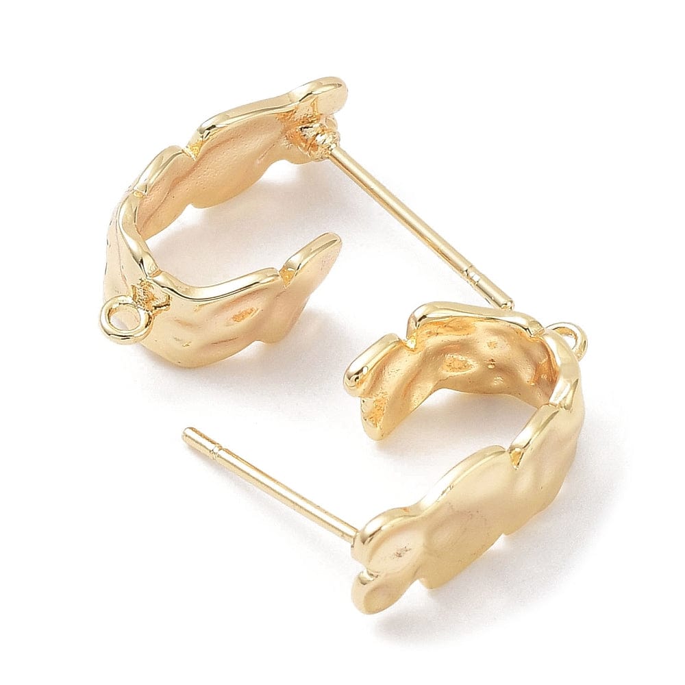 Ørestikkere/Halv Creoler, Forgyldt Messing, (17x6,5mm) - Uniq Perler - 112080