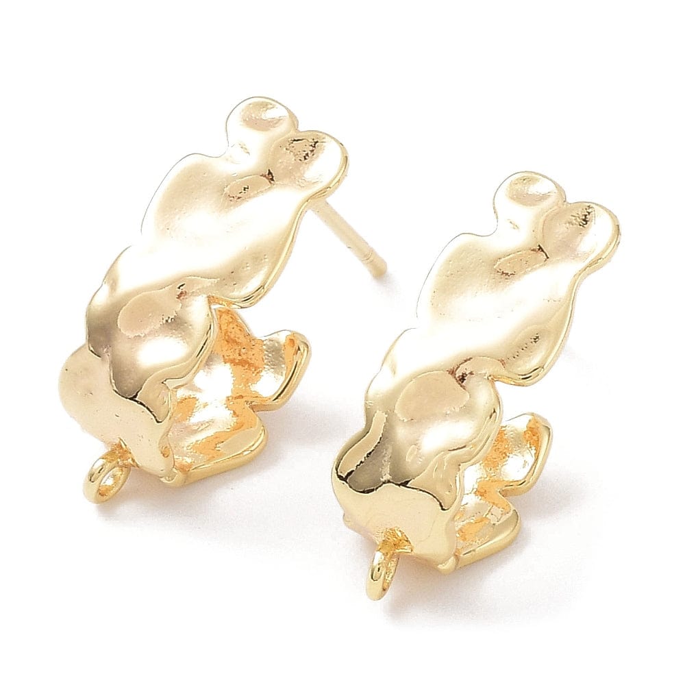 Ørestikkere/Halv Creoler, Forgyldt Messing, (17x6,5mm) - Uniq Perler - 112080