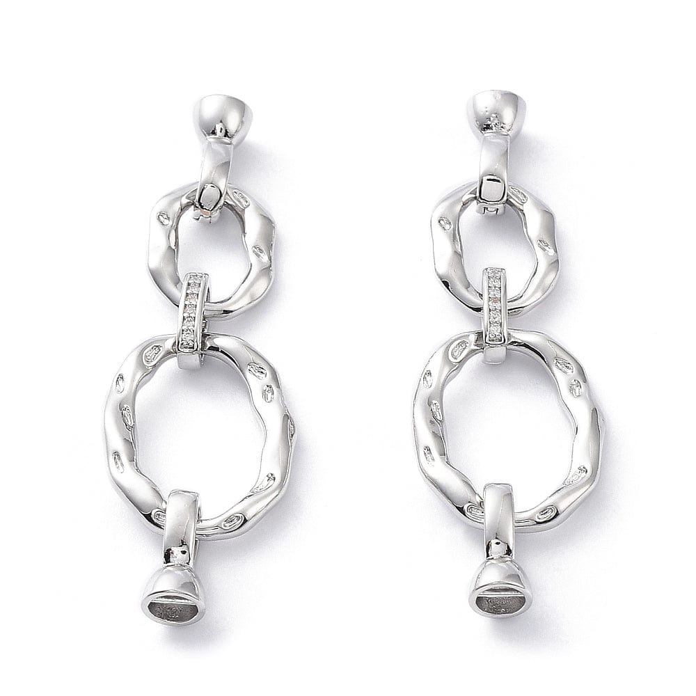 Organisk Fold Over Lås Med Zirkonia, Langtidsholdbar Platin Belagt, (54x16mm) - Uniq Perler - 0001489279