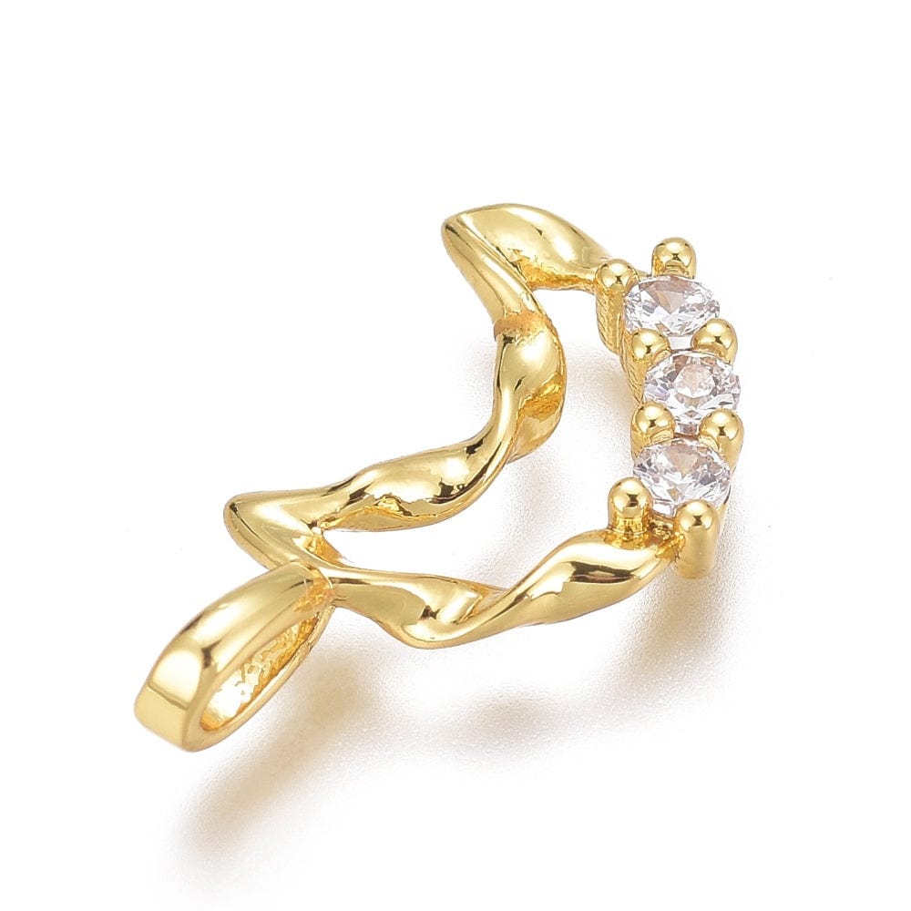 Organisk Måne Vedhæng Med Zirkonia, 18K Langtidsholdbar Forgyldt, 16x9,5mm - Uniq Perler - 111457