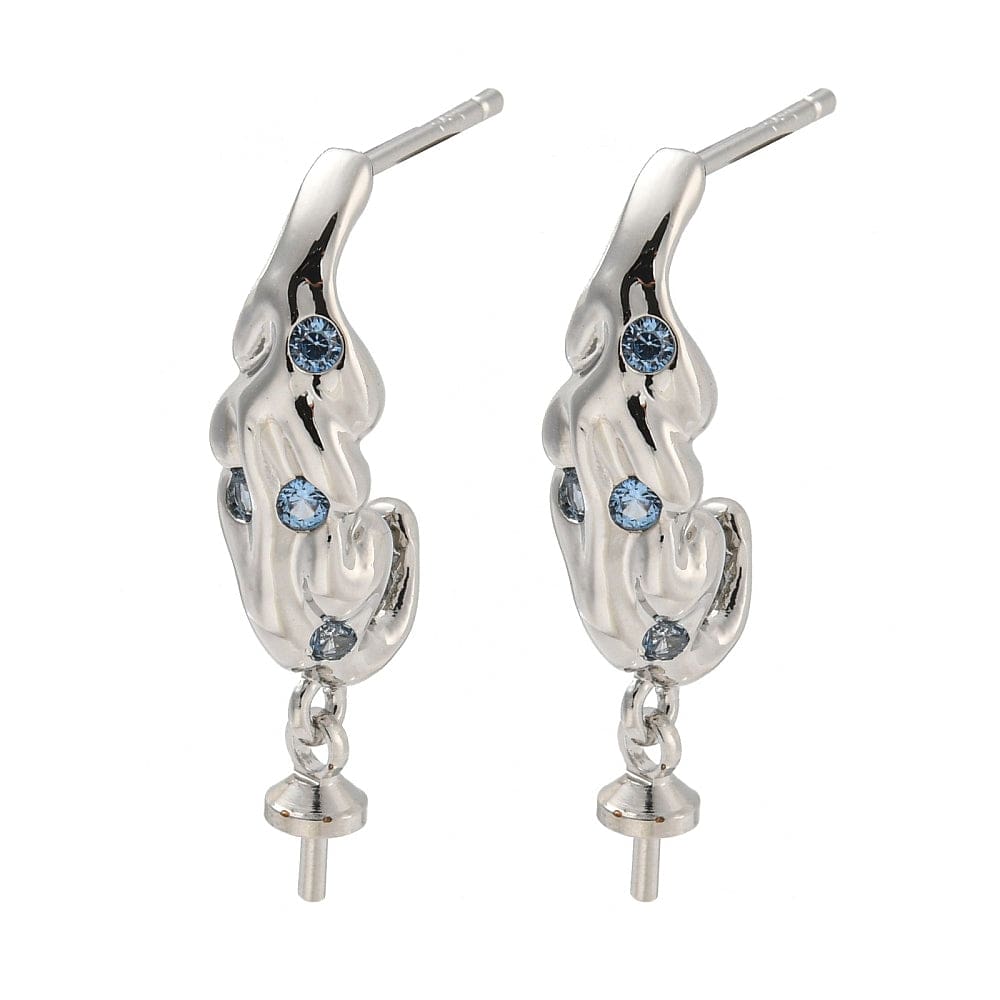 Organiske Ørestikkere Med Sten Til Anboret Perle, Langtidsholdbar Platin Belagt, (28x6mm) - Uniq Perler - 113680