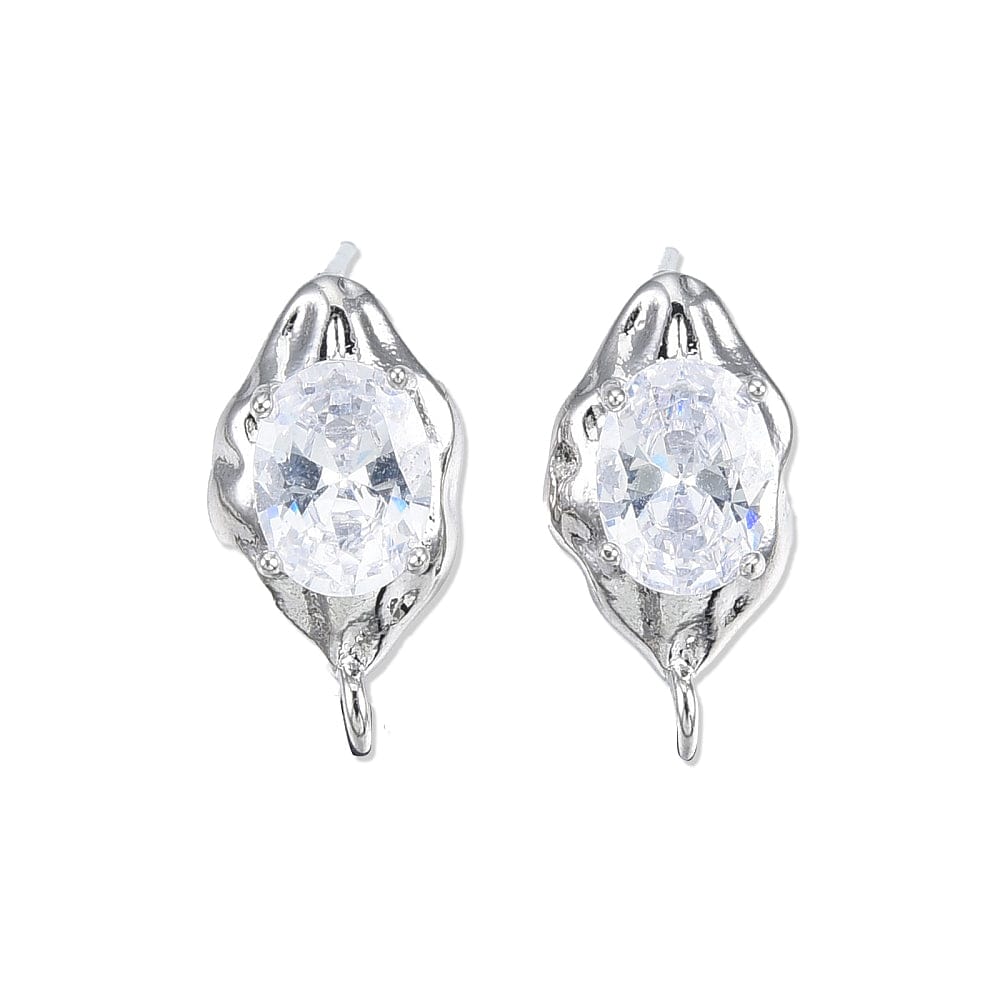 Organiske Ørestikkere Med Stor Flot Zirkonia Sten - Uniq Perler - 0001489220