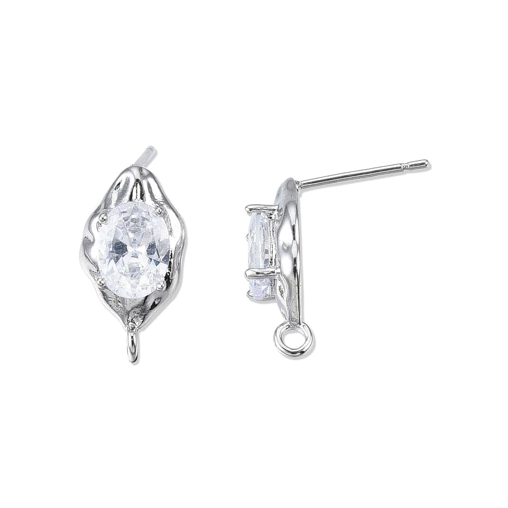 Organiske Ørestikkere Med Stor Flot Zirkonia Sten - Uniq Perler - 0001489220