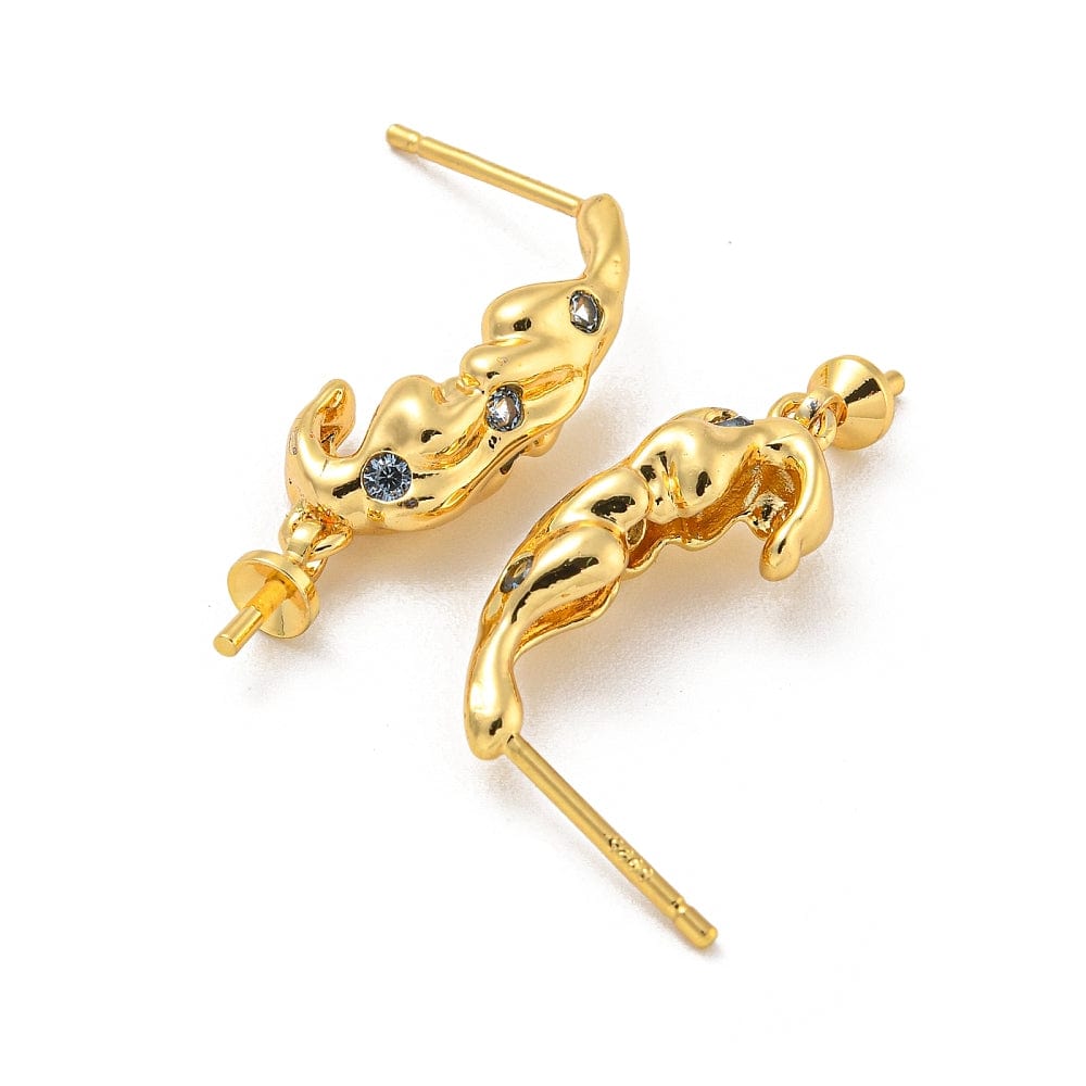 Organiske Ørestikkere Til Anboret Perle, Langtidsholdbar Forgyldt, (28x6mm) - Uniq Perler - 407841