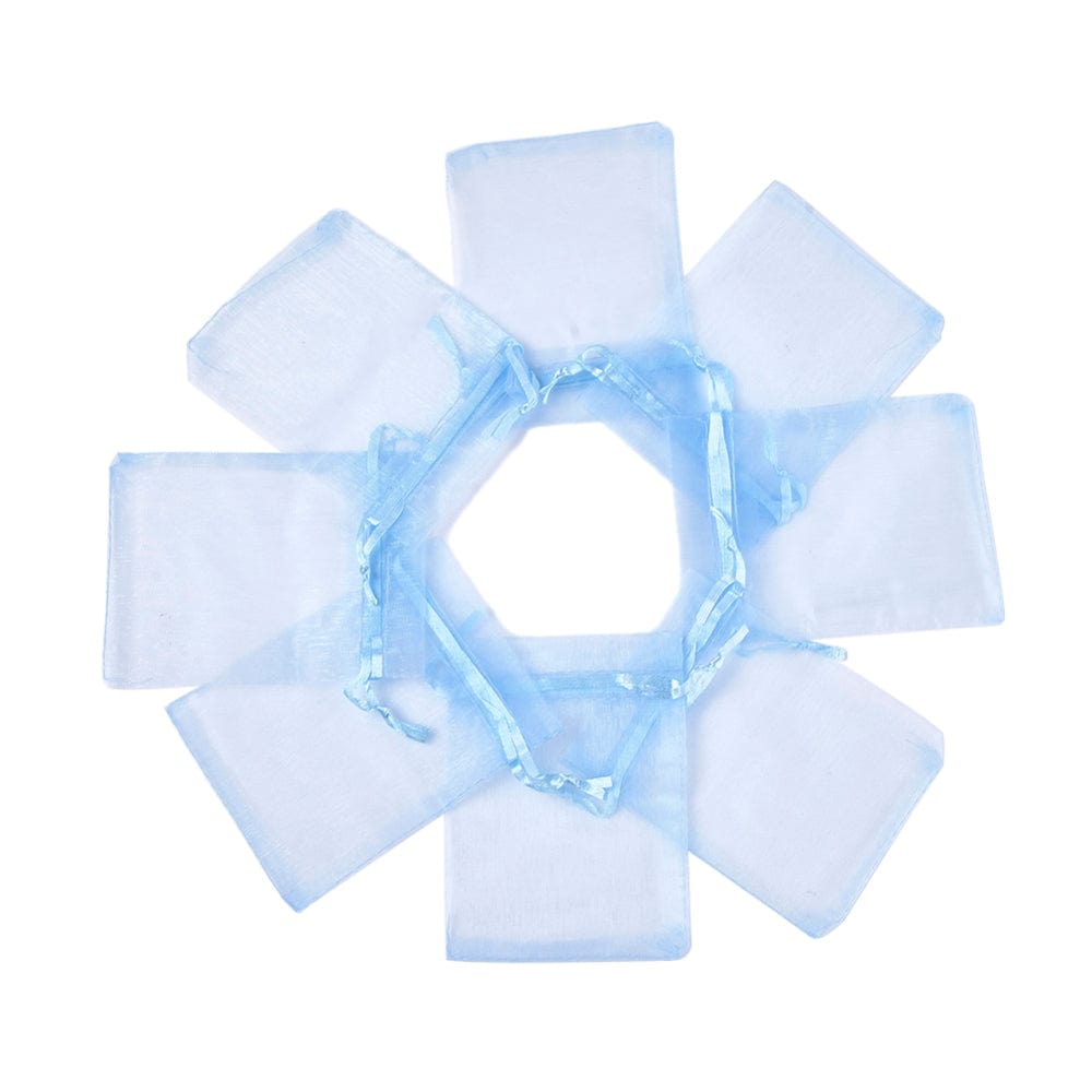 Organza Gaveposer Med Snor – Lys Blå (10x12cm) 10 stk. - Uniq Perler - 115972